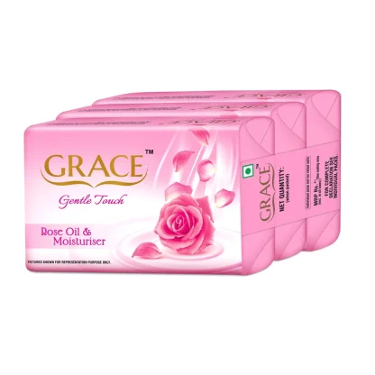 Grace Gentle Touch Beauty Soap Rose Oil & Moisturiser : 3x150 g