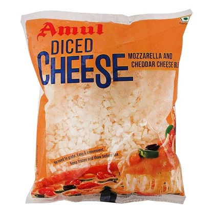 Amul Diced Mozzarella & Cheddar Cheese Blend (Frozen) : 200 gms