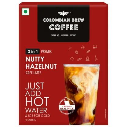 Colombian Brew Hazelnut Coffee Premix : 10 Sachets