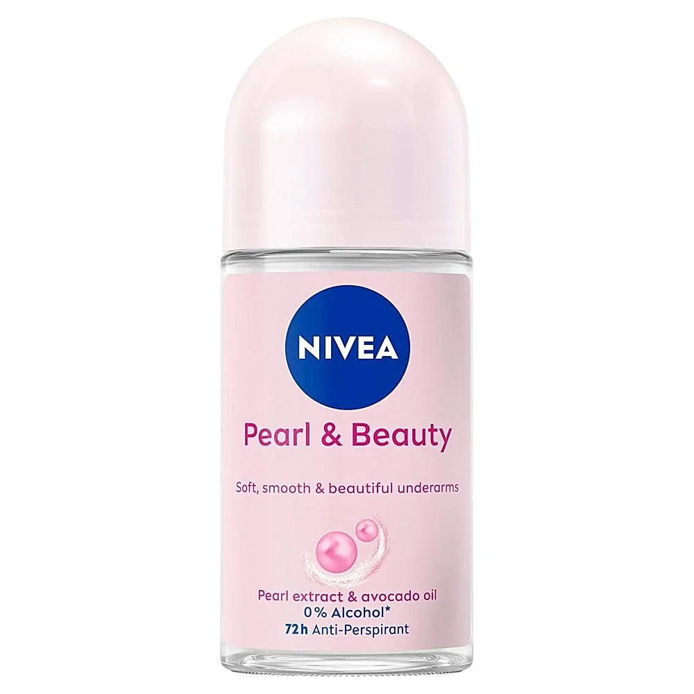 Women’s roll-on deodorant on a vanity counter, offering gentle care and long-lasting freshness.
