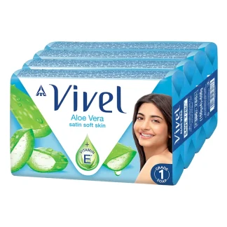 Vivel Aloe Vera Soap pack of 4 bars 150g each for gentle skin care and moisturizing
