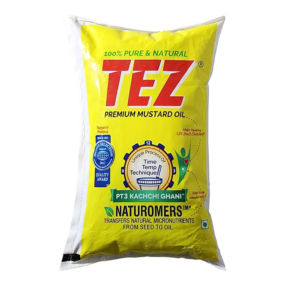Tez Mustard Kachchi Ghani Oil Pouch : 910 g