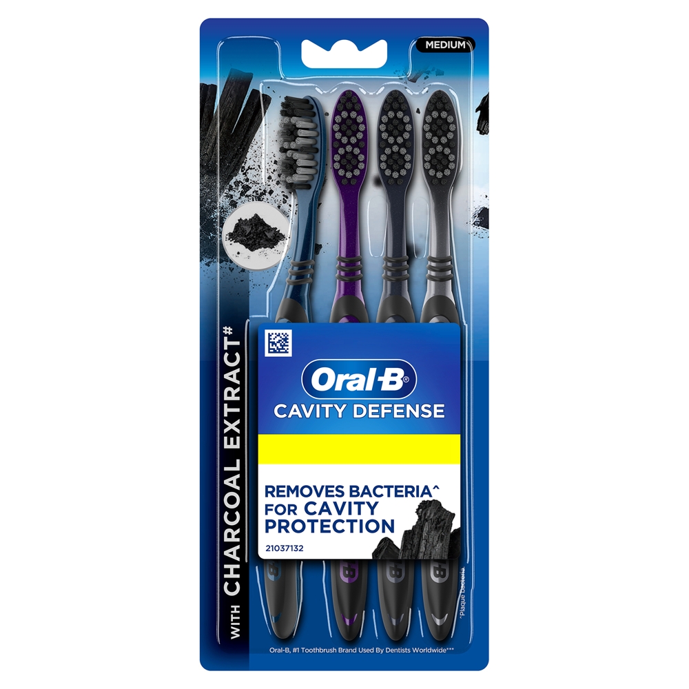 Oral-B Cavity Defense 123 Black Medium Toothbrush : 4 Units
