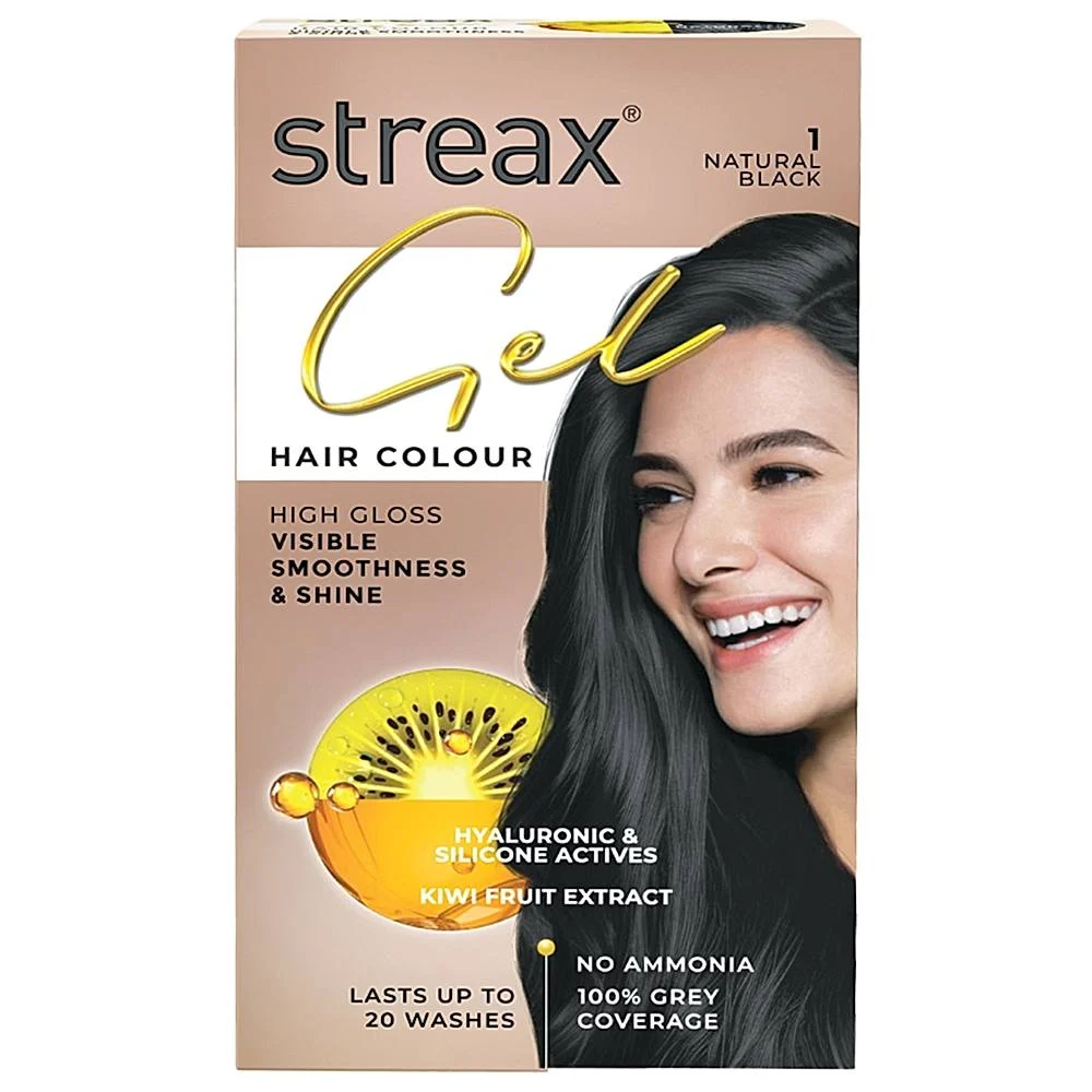 Hair colour kit with vibrant shades, including brush and developer, for salon-quality results at home.