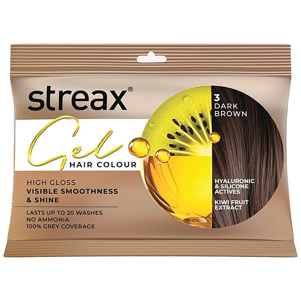 Streax Gel Hair Colour 3 Dark Brown : 45 ml