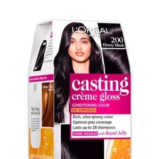 L’Oreal Casting Creme Gloss 200 Ebony Black Hair Colour – (60 g + 60 ml) : 1 Unit