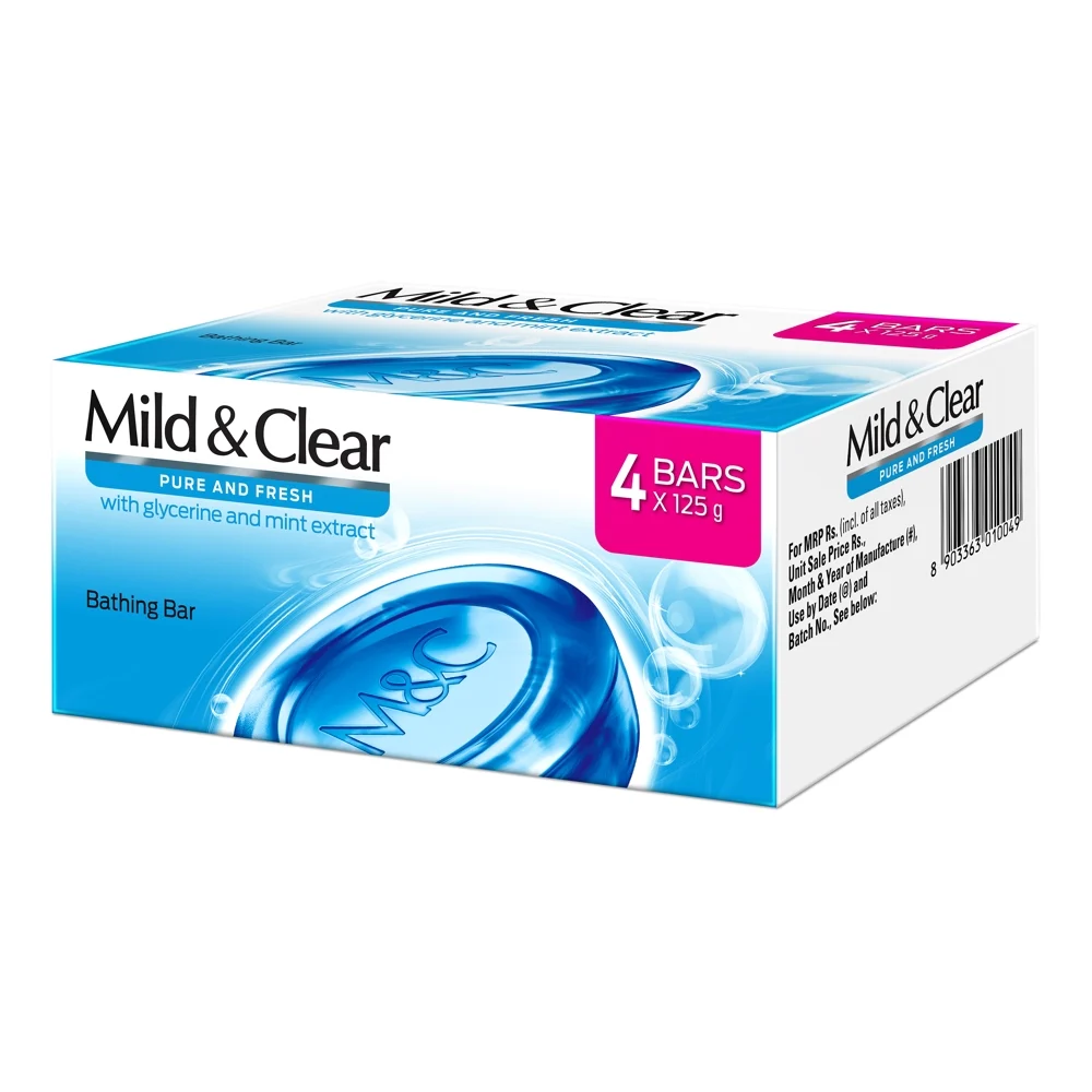 Mild & Clear Pure & Fresh Bathing Bar with Glycerine & Mint : 4x125 g