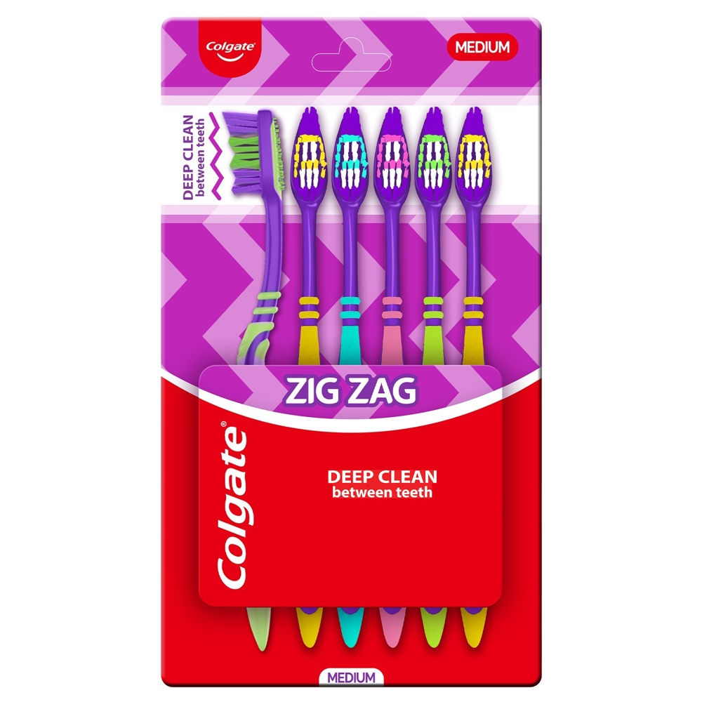 Colgate Zigzag Medium Toothbrush: 6 Units