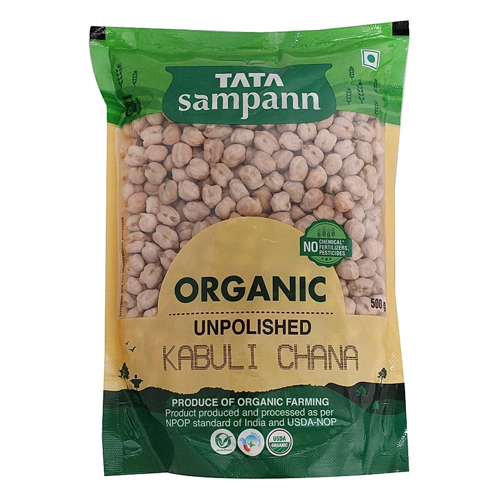 Tata Sampann Organic Unpolished Kabuli Chana : 500 g