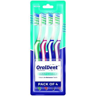 Soft-bristle toothbrush with ergonomic handle on white background