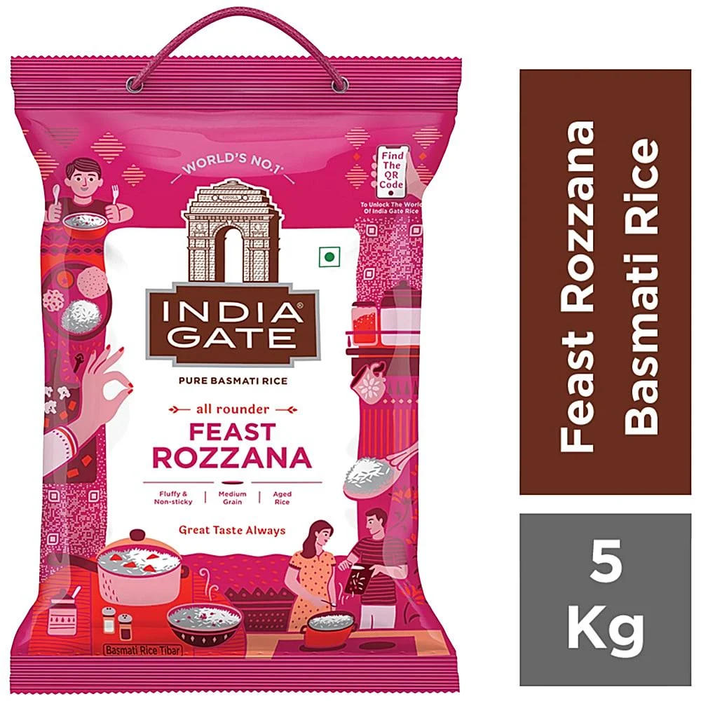 India Gate Pure Basmati Rice Feast Rozzana : 5 kg